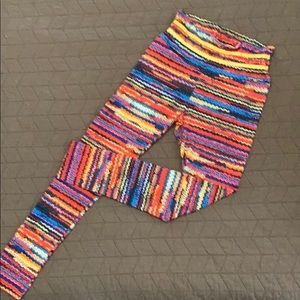Rainbow colored athletic leggings